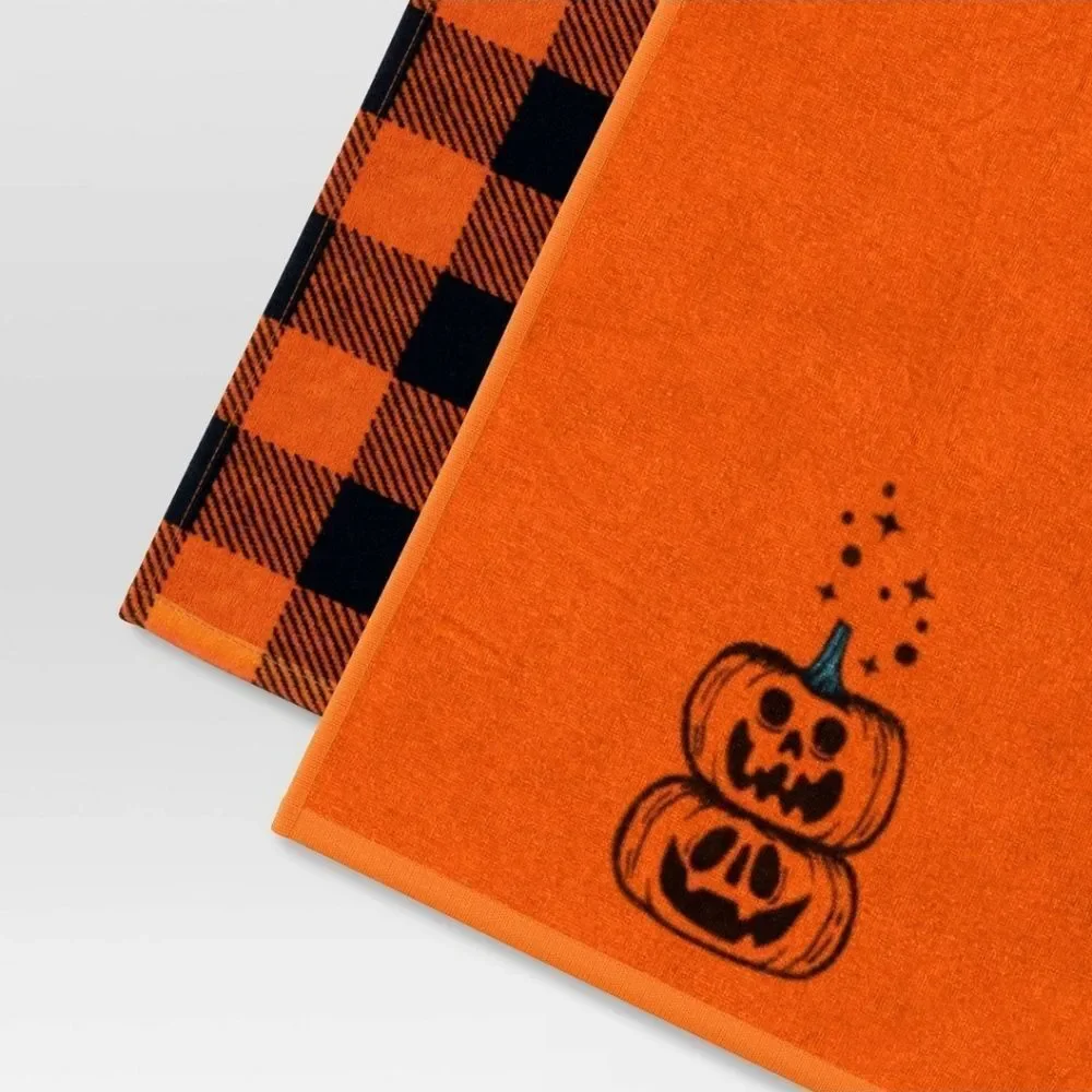 New 2pc Pumpkin Halloween Stack Kitchen Terry Towels Hyde and EEK! Boutique